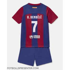 Barcelona Ousmane Dembele #7 Hemmatröja Barn 2023-24 Kortärmad (+ korta byxor)